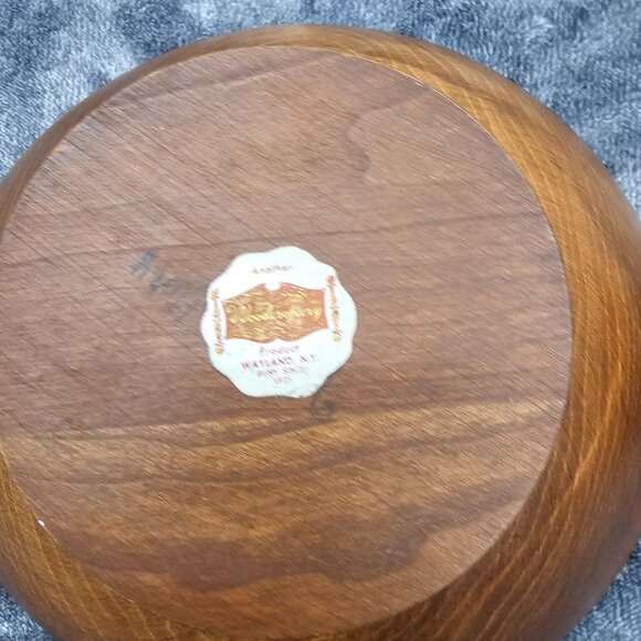 Vintage Woodcraftery wooden bowl set 1 large 7 small scalloped edges MCM - Picture 6 of 15